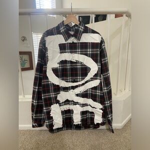 Men’s Black, Red and White Burberry button up